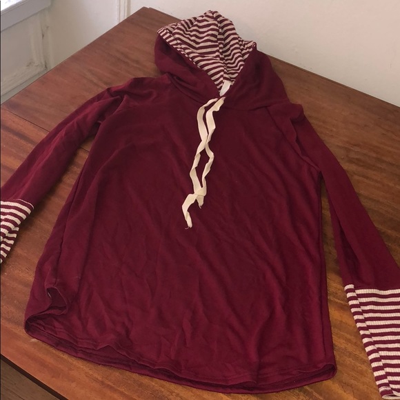 wine colored sweatshirt